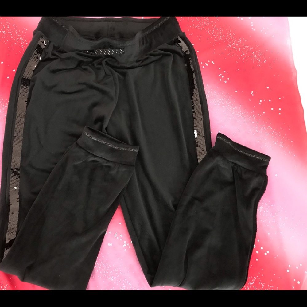Girls’ Velour Joggers with Flip Sequin Str…